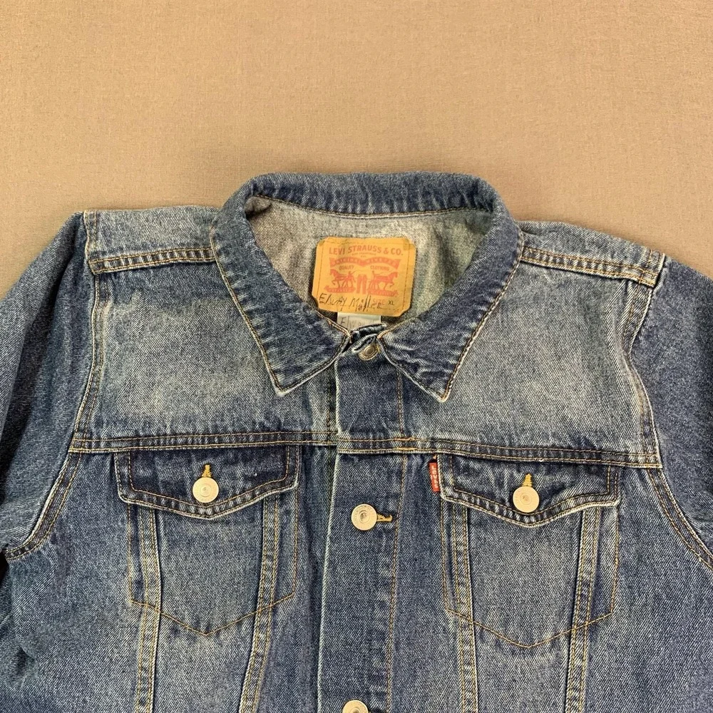 Levi's Jacket Youth XL Blue‎ Jean Denim Trucker Button Front Pockets 13-15 Yrs